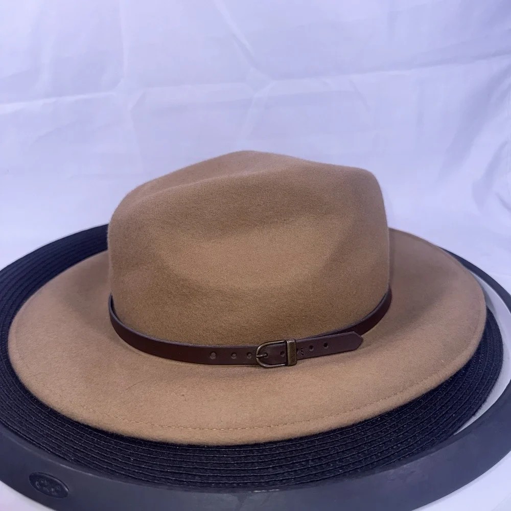 Gelso Bianco Brown Pinch  Wool Fedora Hat Italy Wide Brim